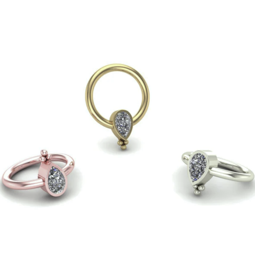 3 Ball Pear Bezel Ring from Mushroom