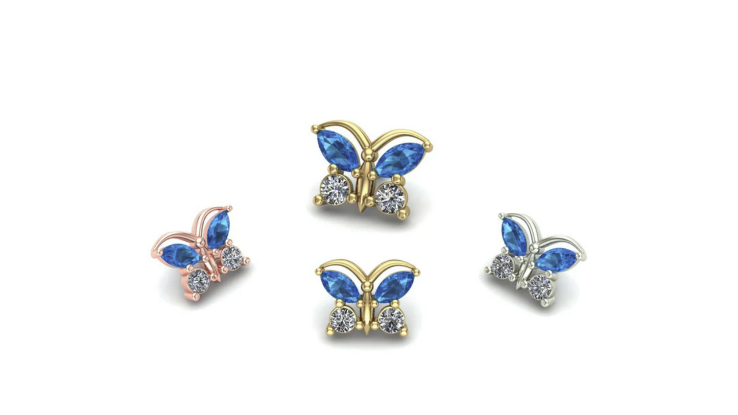 Butterfly with Gemstones From Mushroom