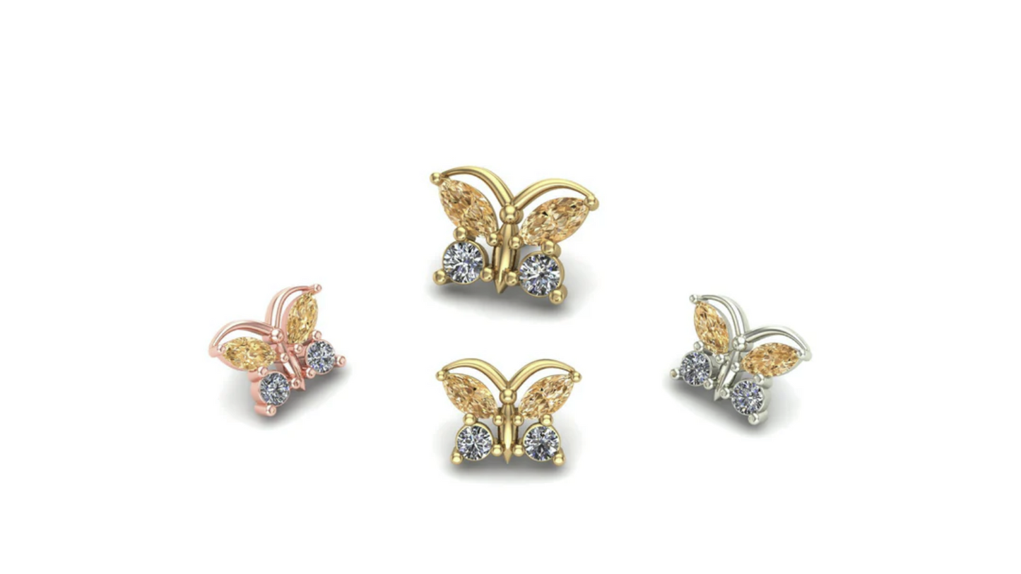 Butterfly with Gemstones From Mushroom