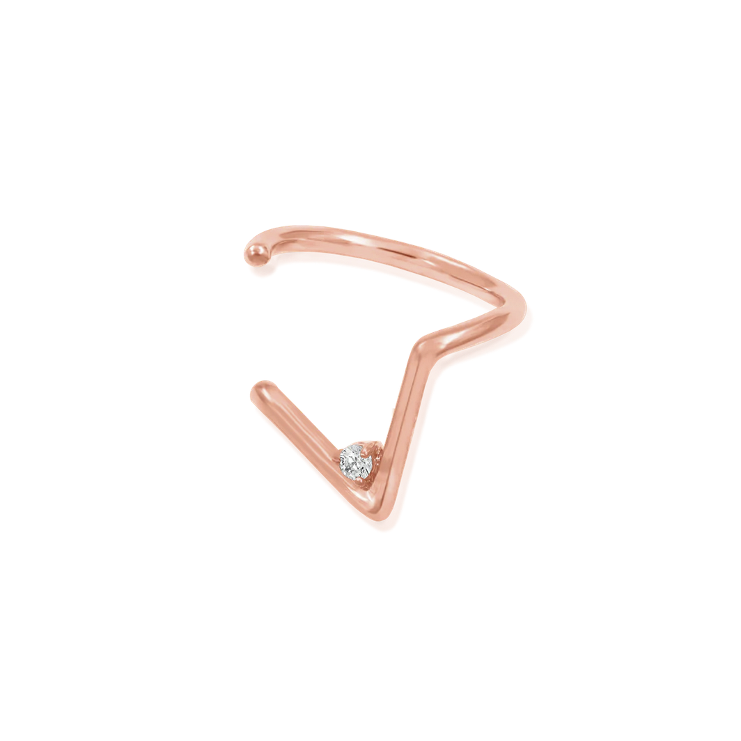 Chevron Seam Ring with CZ from Junipurr Rose Gold (Vault)