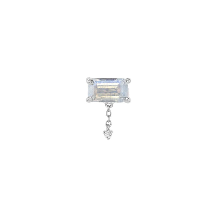 Emerald Cut Moonstone with Diamond and Chain Dangle from Modern Mood