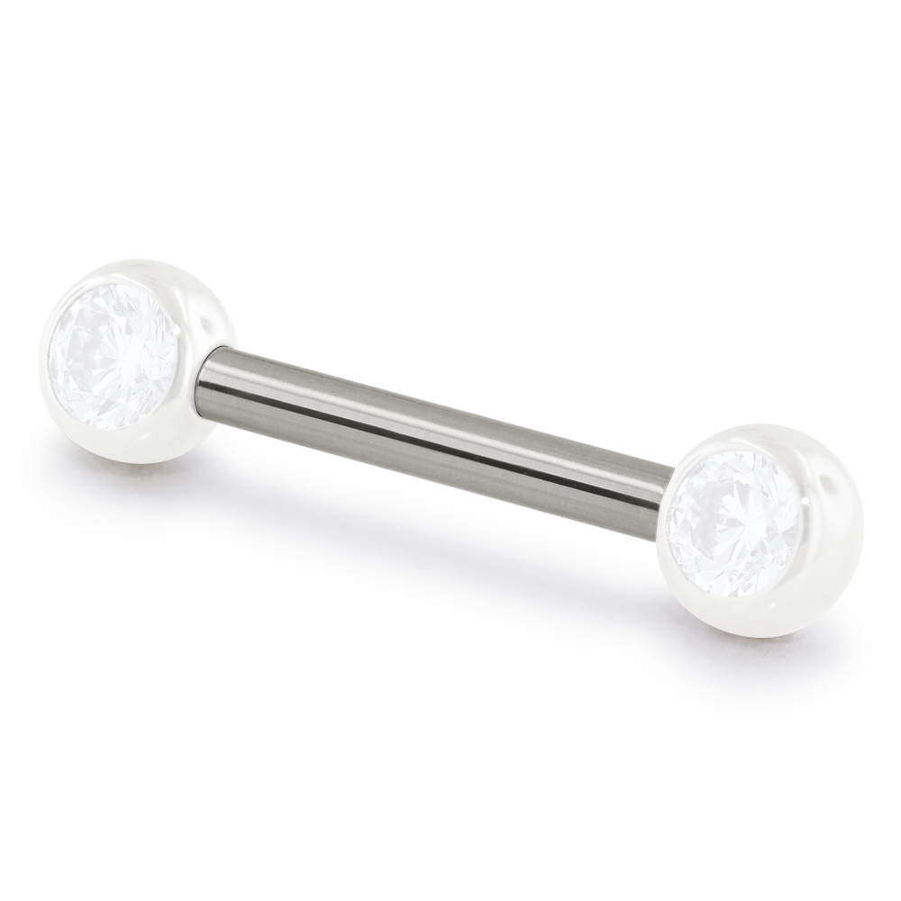 18K White Gold Nipple Bar Shaft