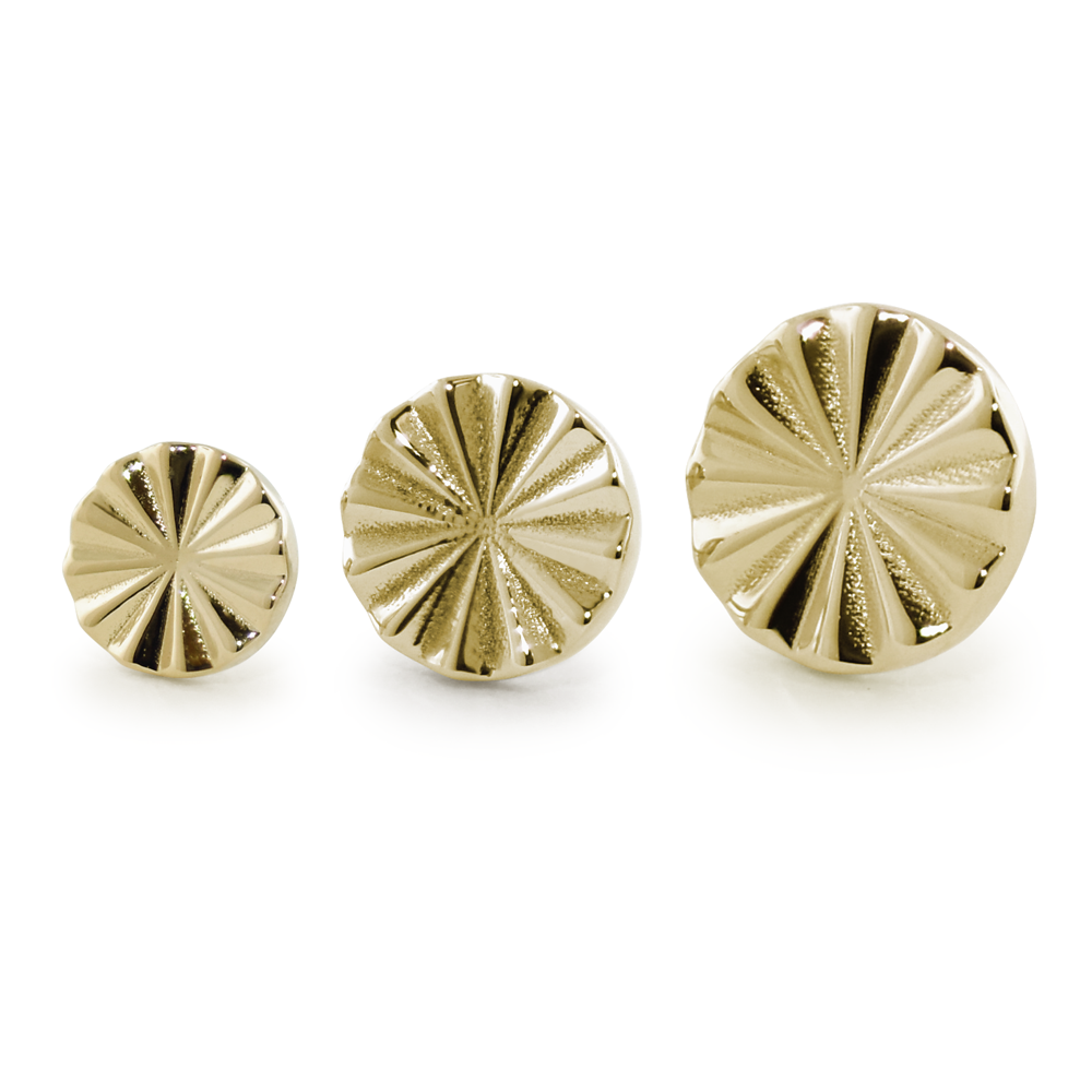 3 sizes of 18K Yellow Gold Splines with notched edges