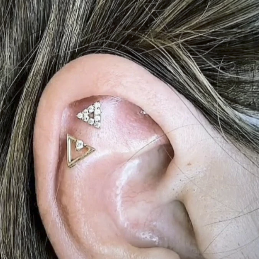 Gold Triangle with CZ Stones from Junipurr (Vault)