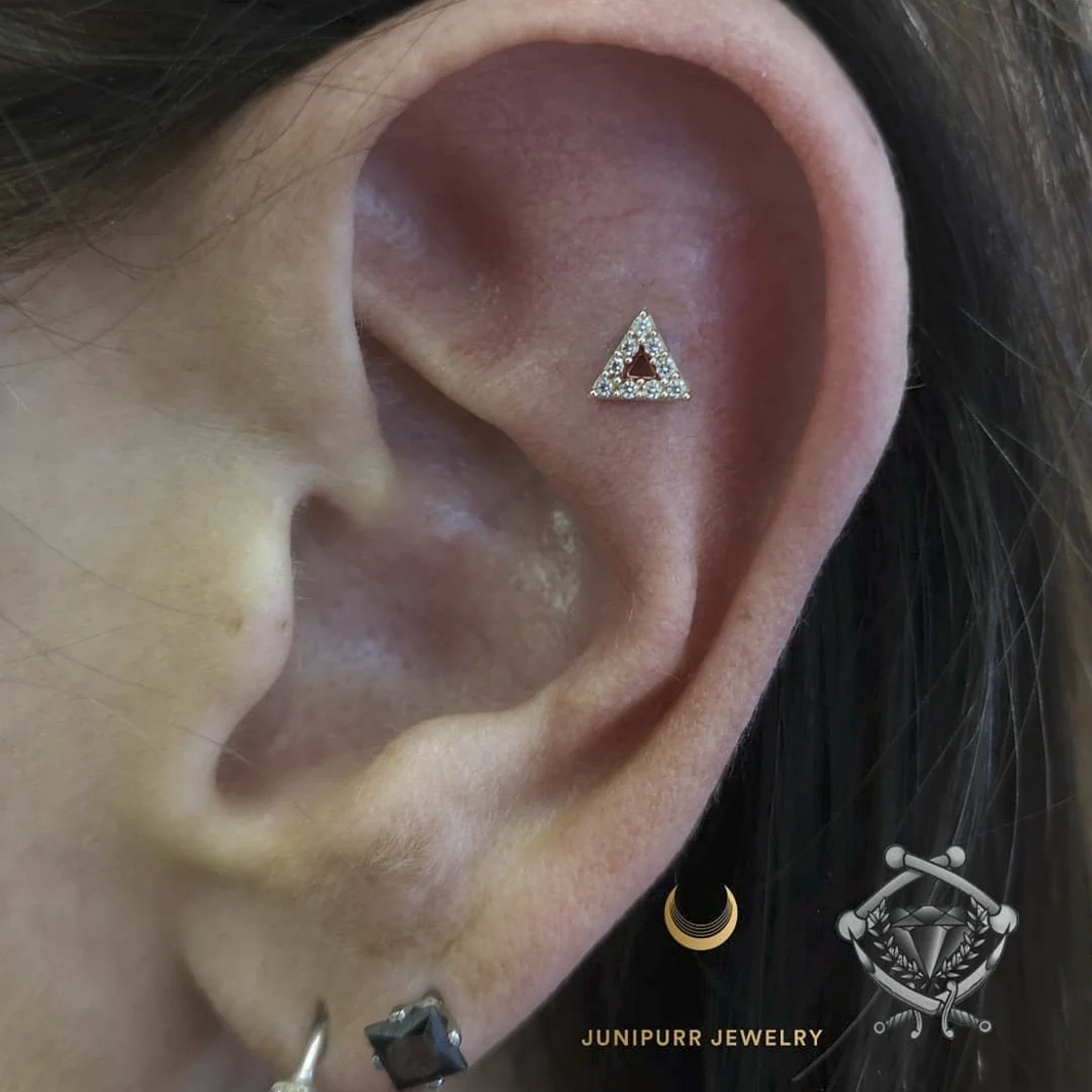 Gold Triangle with CZ Stones from Junipurr (Vault)