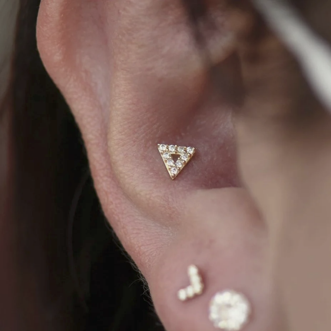Gold Triangle with CZ Stones from Junipurr (Vault)