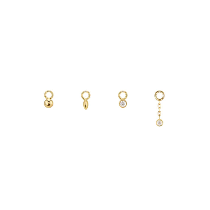 Tiny Charm - Gold Round Bead, Gold Marquise Bead and Bezel Diamond from Modern Mood