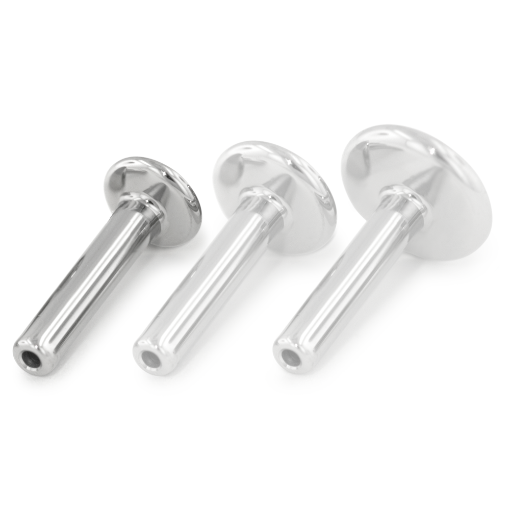 3mm Disk Back size highlighted for the threadless titanium 16 gauge labret