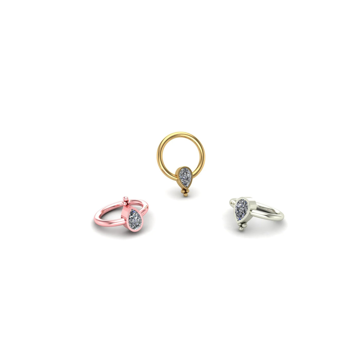 3 Ball Pear Bezel Ring by M.US.HROOM