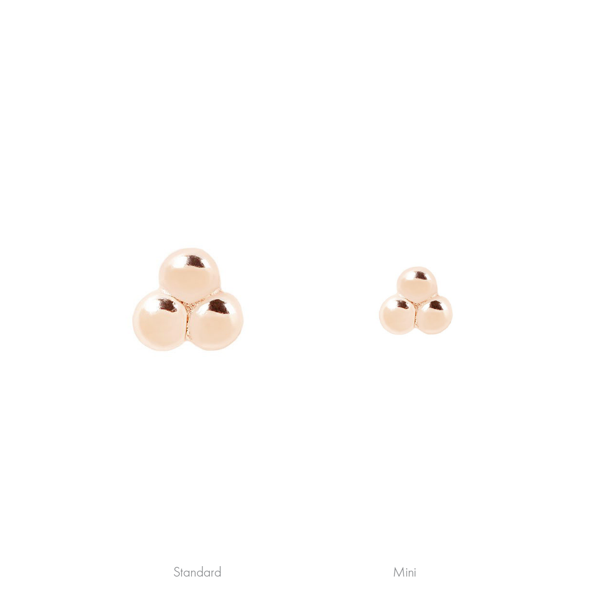 3 Bead Mini Cluster - 14k Rose Gold - Buddha Jewelry