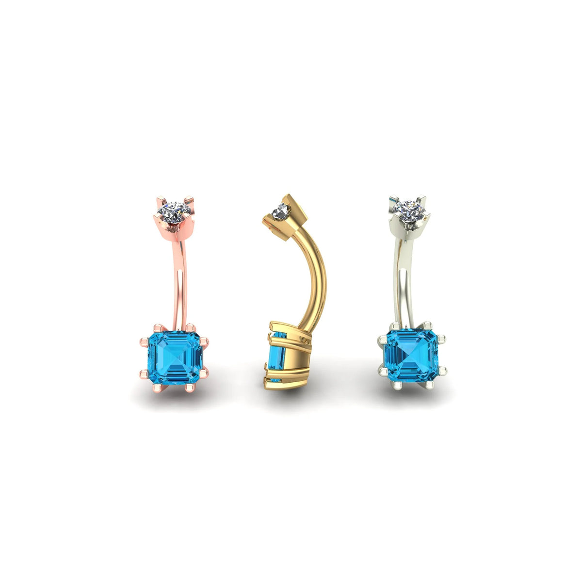 Asscher Prong Curved Barbell by M.US.HROOM