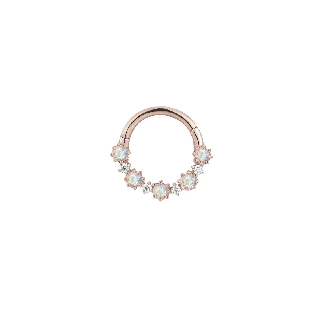 Ariana Clicker with Rainbow Moonstone and CZ — Buddha