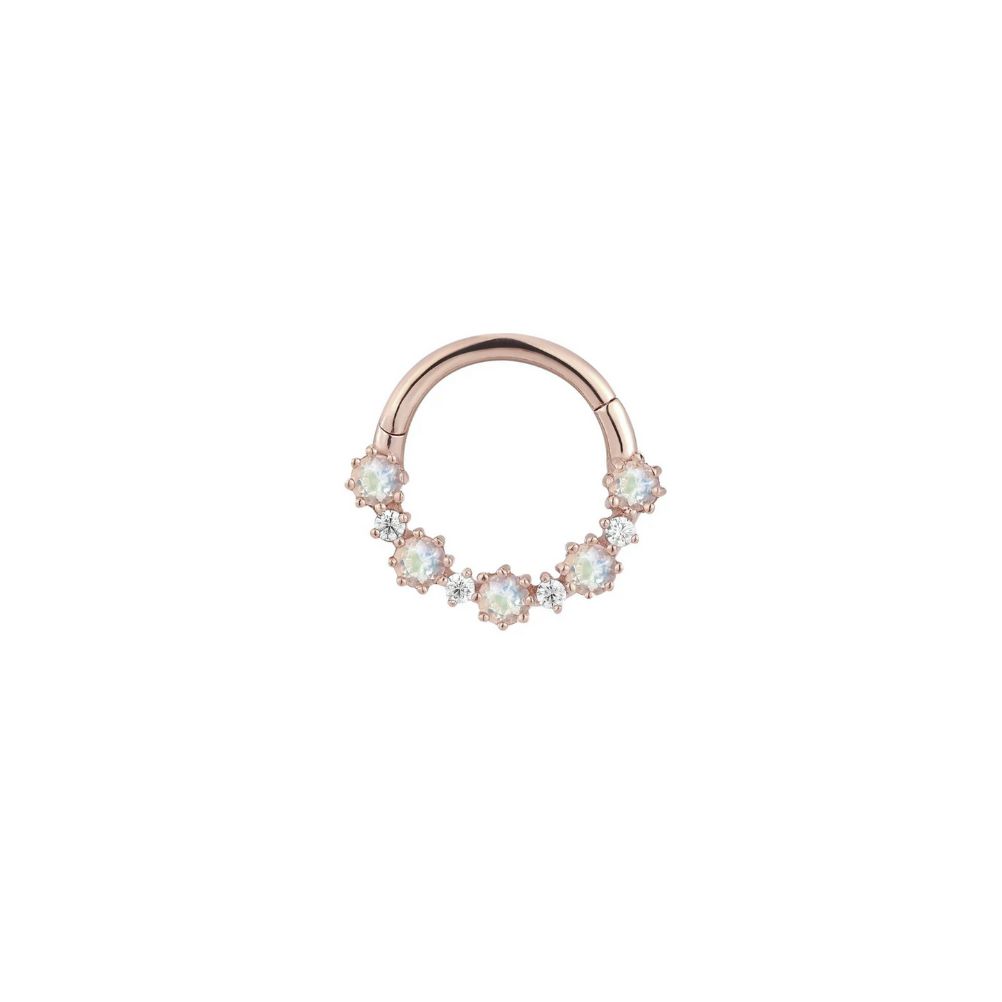 Ariana Clicker with Rainbow Moonstone and CZ From Buddha