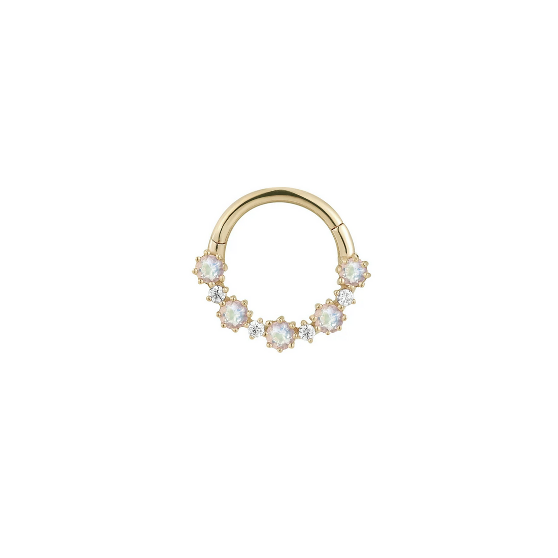 Ariana Clicker with Rainbow Moonstone and CZ — Buddha