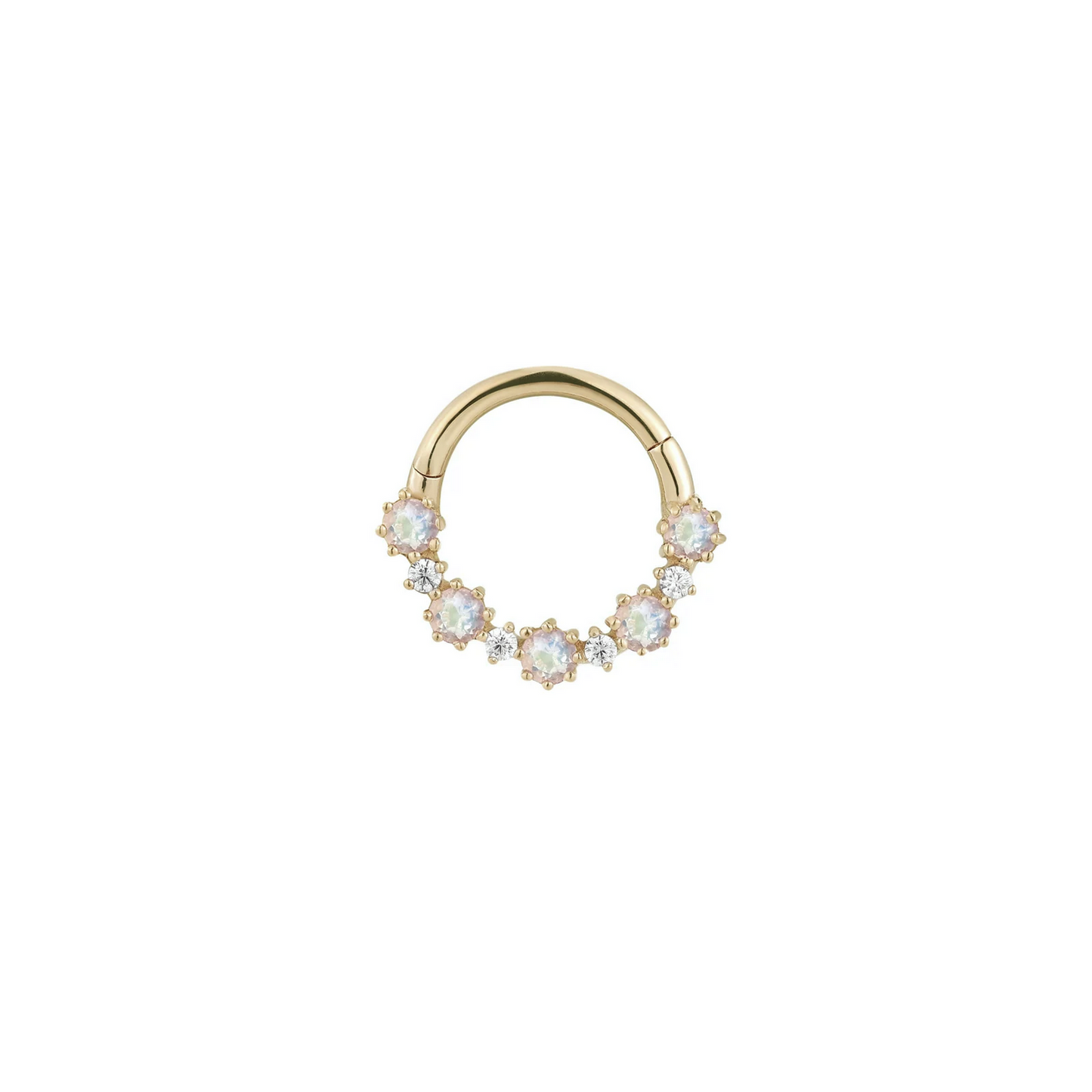 Ariana Clicker with Rainbow Moonstone and CZ From Buddha