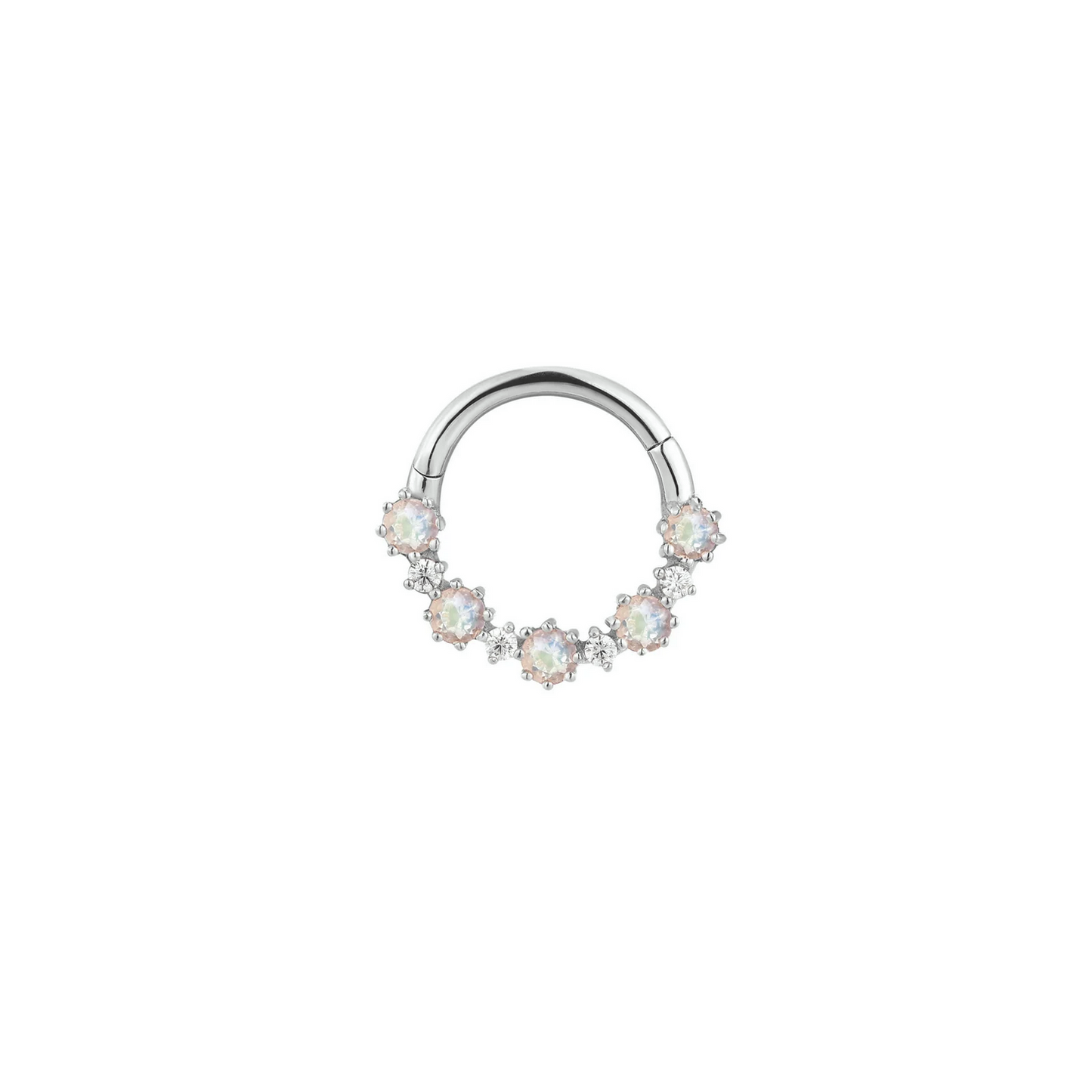 Ariana Clicker with Rainbow Moonstone and CZ From Buddha