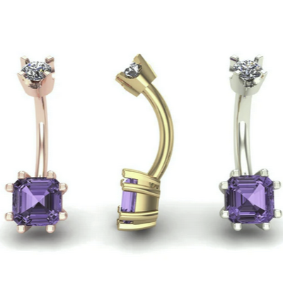 Asscher Prong Curved Barbell From Mushroom