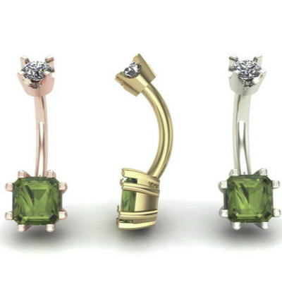 Asscher Prong Curved Barbell From Mushroom