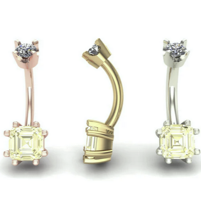 Asscher Prong Curved Barbell From Mushroom