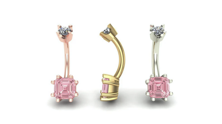 Asscher Prong Curved Barbell From Mushroom