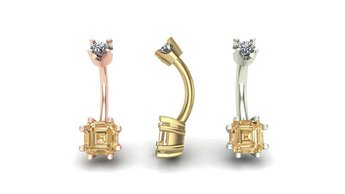 Asscher Prong Curved Barbell From Mushroom