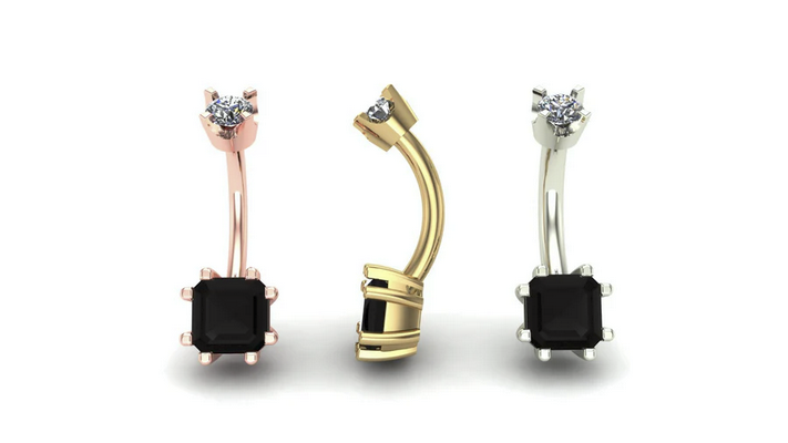 Asscher Prong Curved Barbell From Mushroom