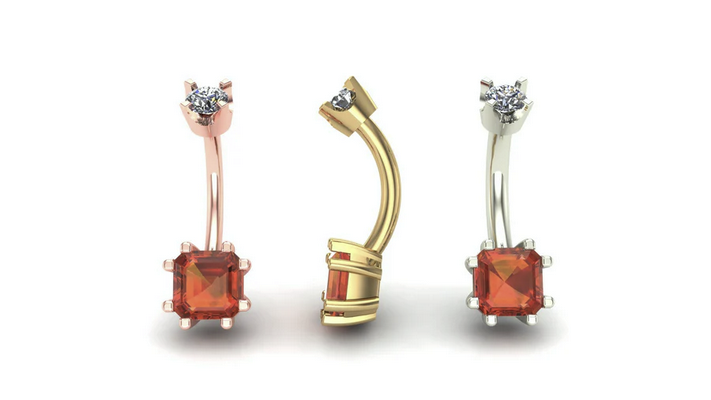 Asscher Prong Curved Barbell From Mushroom