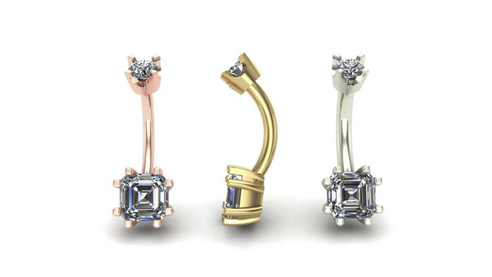 Asscher Prong Curved Barbell From Mushroom