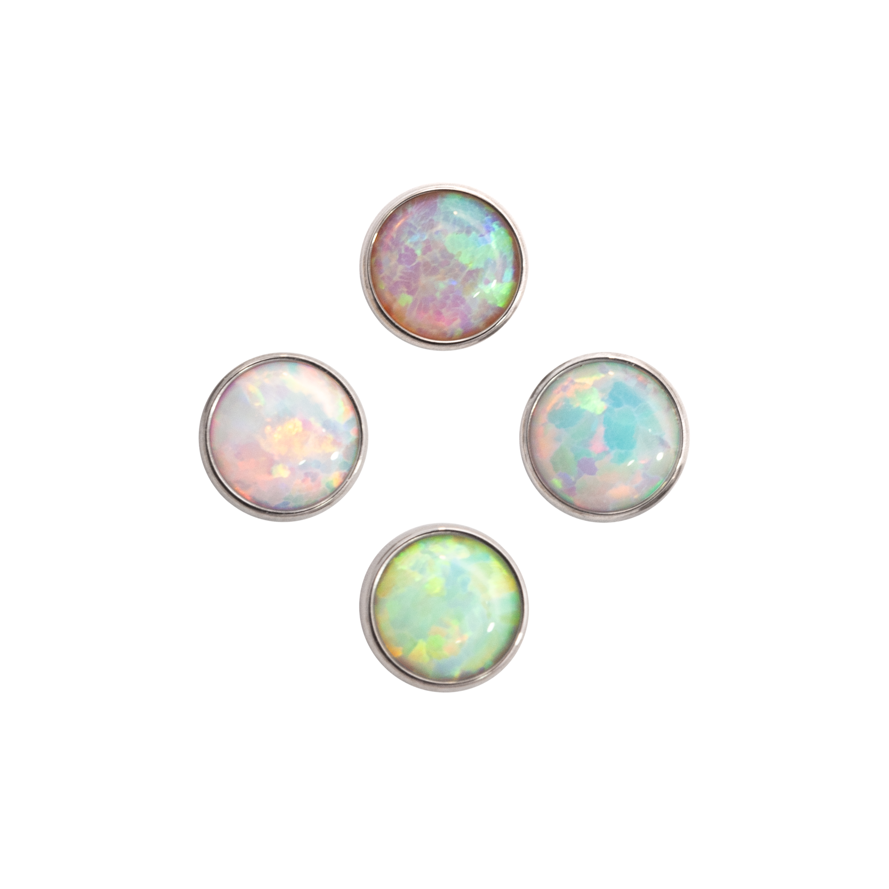 Bezel-Set Cabochon - Threadless - Aurora Whites