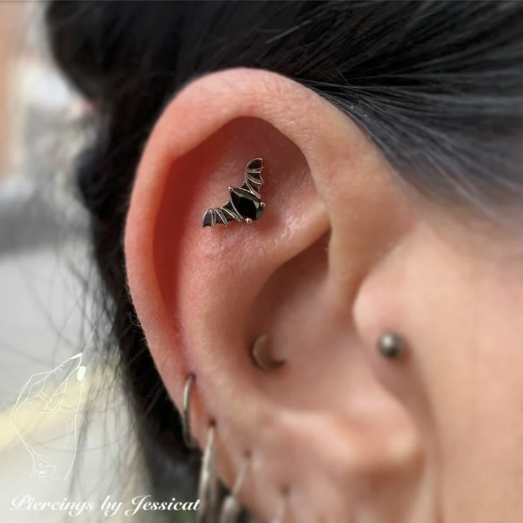 Bat with Black CZ — Junipurr