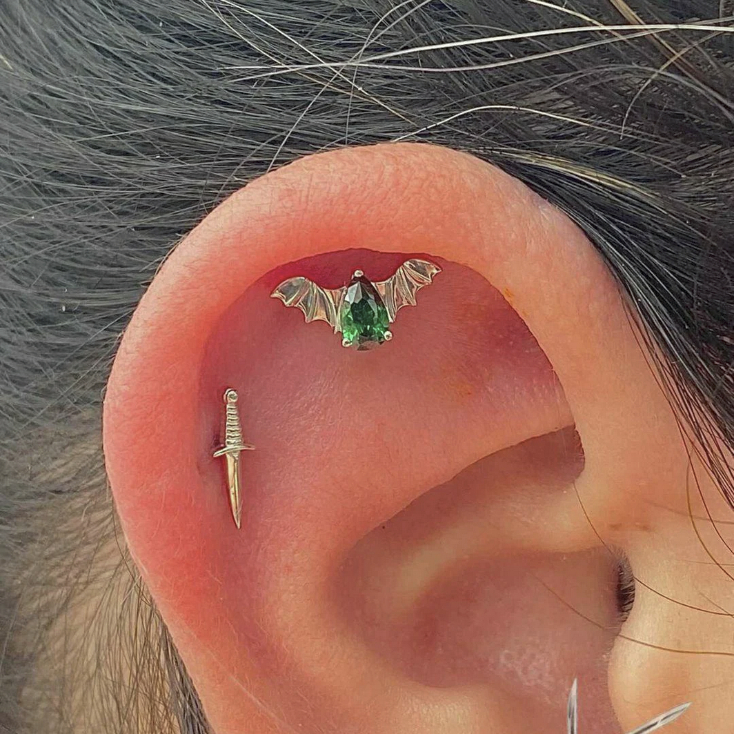 Bat with Emerald CZ — Junipurr