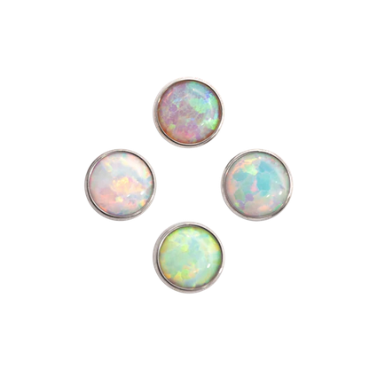 Bezel Set Cabachon Aurora Whites from Junipurr