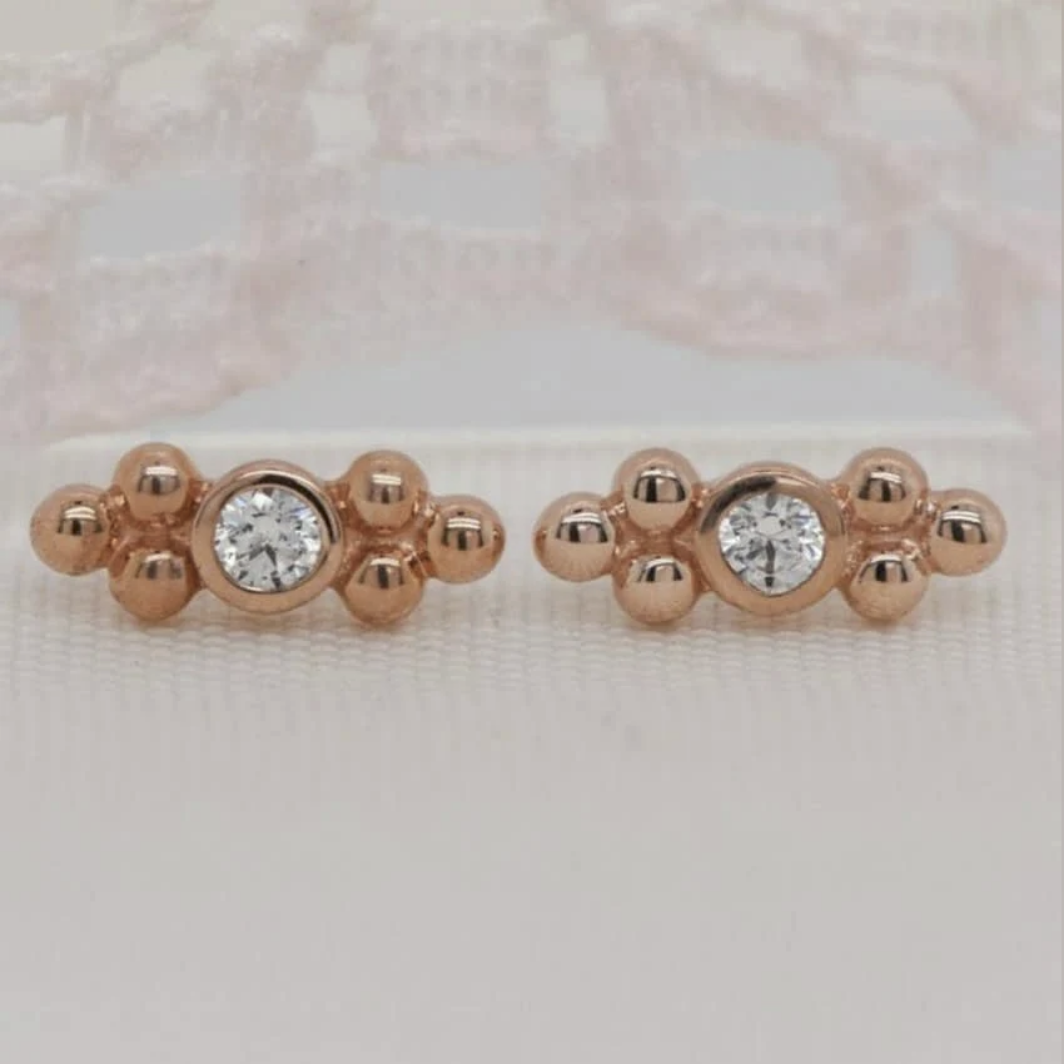 Bezel Set CZ Double Tri-Bead — Junipurr