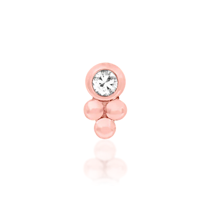 Bezel Set CZ Tri Bead from Junipurr in Rose Gold (Vault) — Junipurr