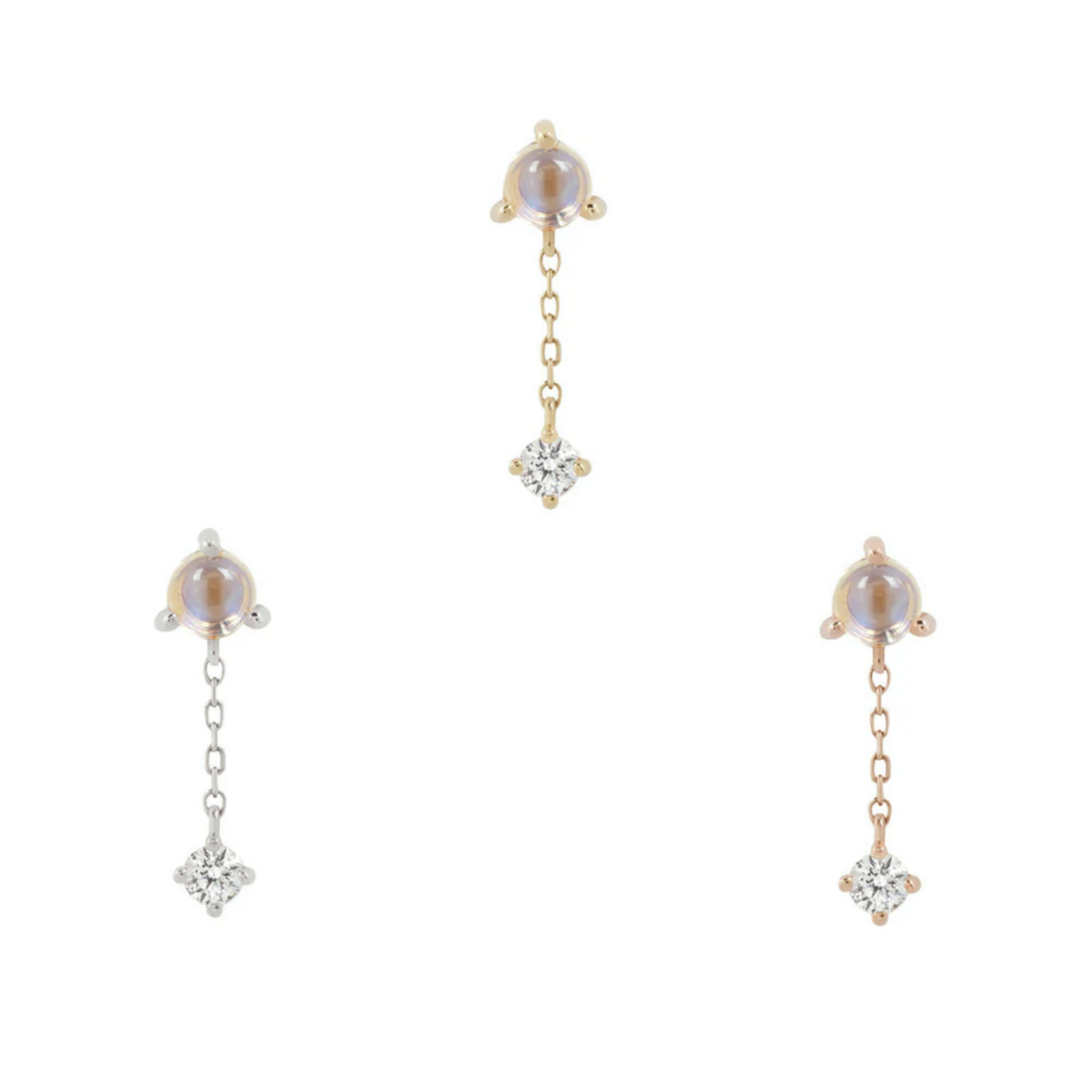 Bianca Moonstone and White Sapphire Dangle — Buddha