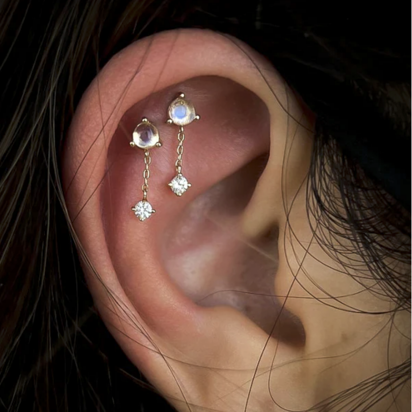 Bianca Moonstone and White Sapphire Dangle From Buddha