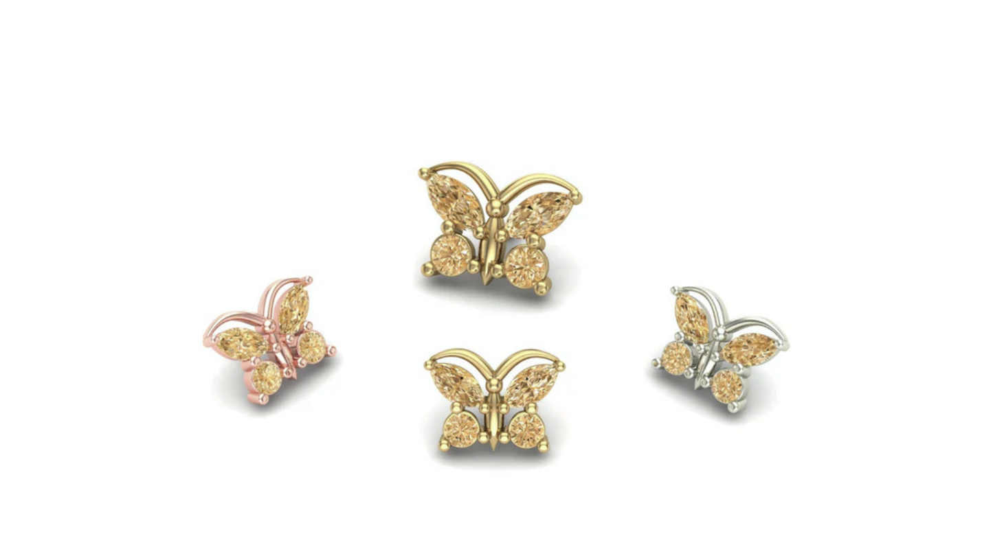 Butterfly with Gemstones From Mushroom