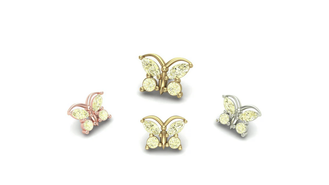Butterfly with Gemstones From Mushroom