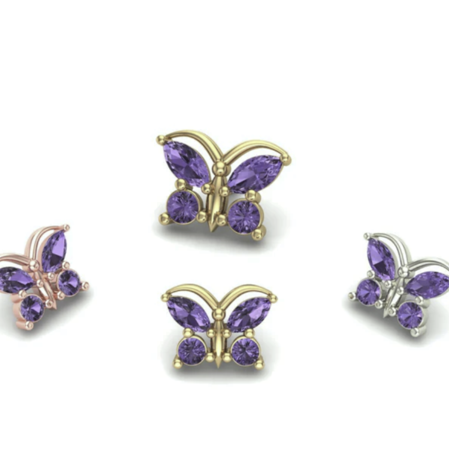 Butterfly with Gemstones From Mushroom