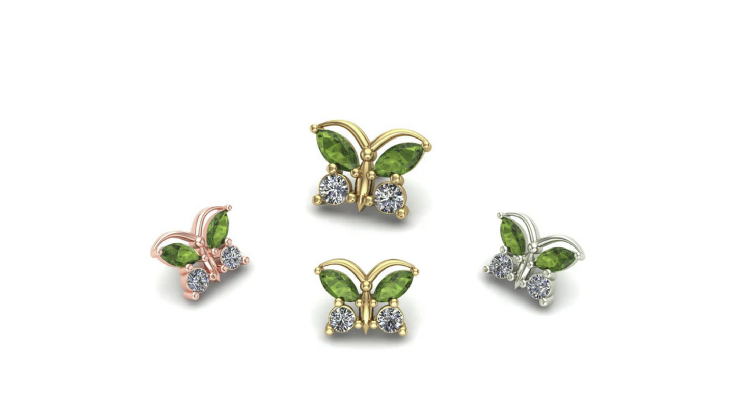 Butterfly with Gemstones From Mushroom