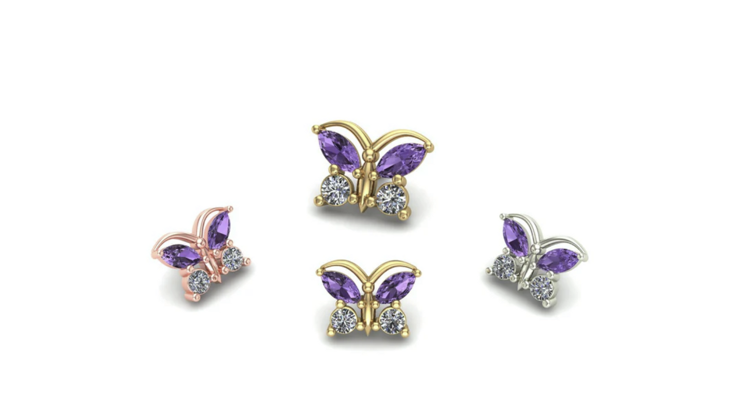 Butterfly with Gemstones From Mushroom