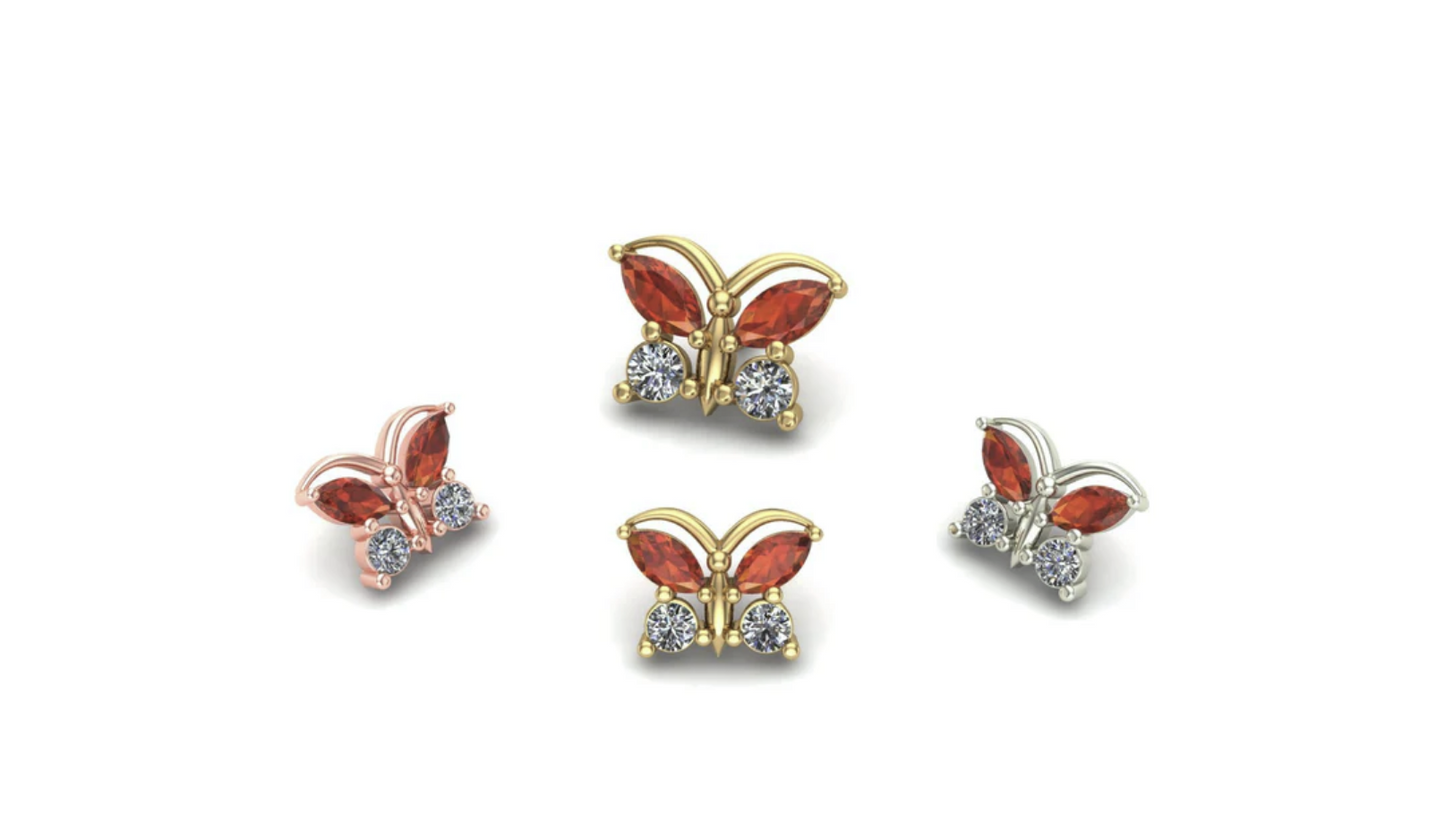 Butterfly with Gemstones From Mushroom
