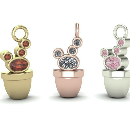 Cactus with Gemstone Charm From Mushroom