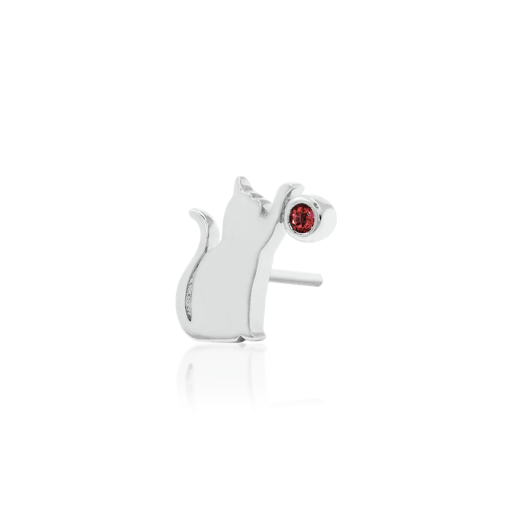 Cat/Laser with Garnet CZ Junipurr White and Rose Gold (Vault)