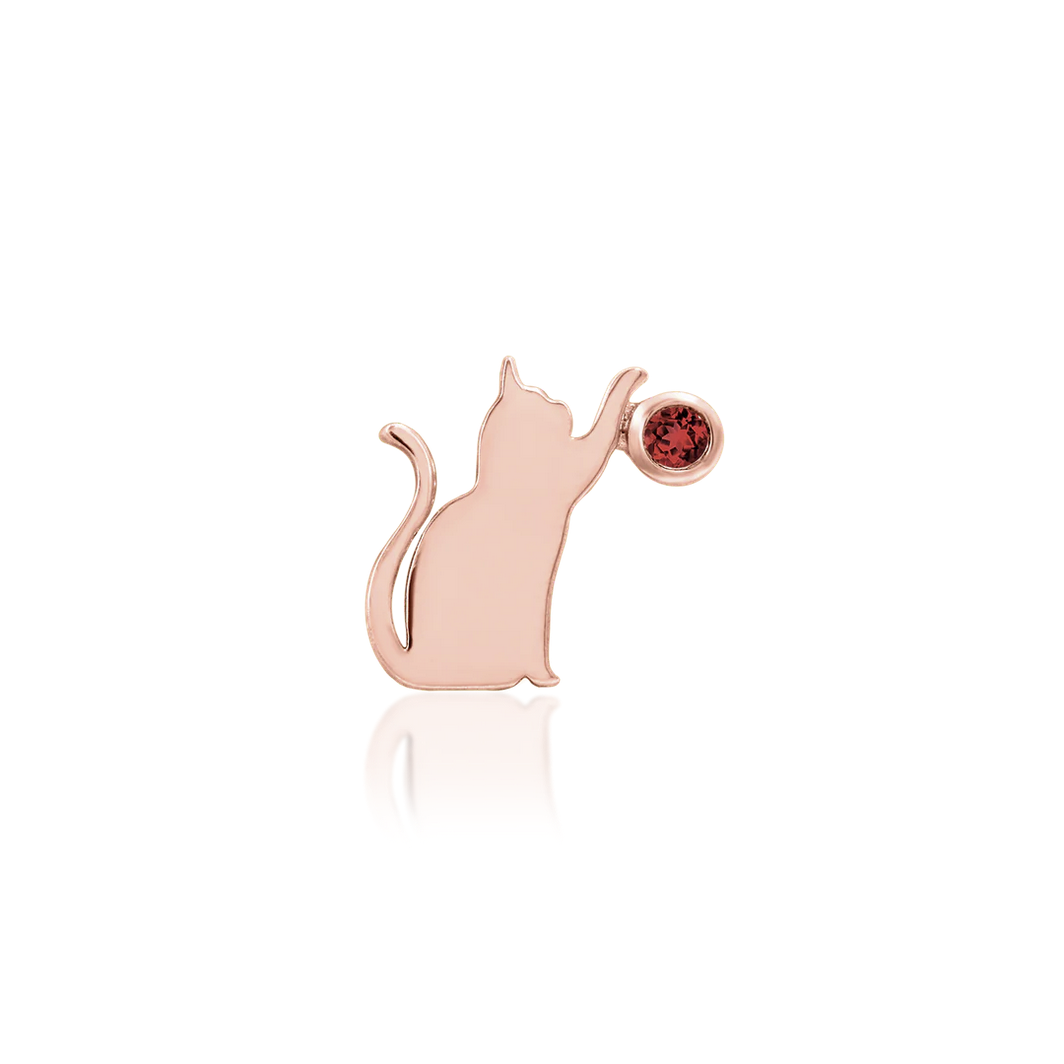 Cat/Laser with Garnet CZ Junipurr White and Rose Gold (Vault)