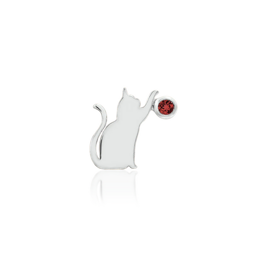 Cat/Laser with Garnet CZ Junipurr White and Rose Gold (Vault)