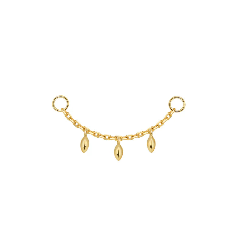 Chain with 3 Dripping Marquise Gold Beads — Modern Mood
