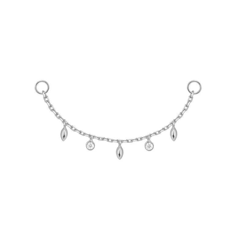 Chain with 5 Bezel Diamonds and Marquise Gold Beads — Modern Mood