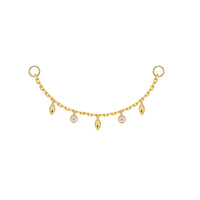 Chain with 5 Bezel Diamonds and Marquise Gold Beads — Modern Mood