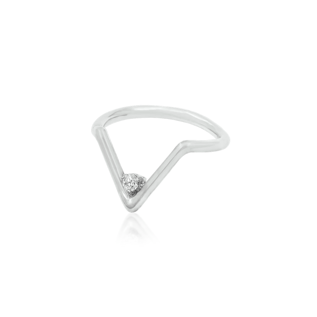 Chevron Seam Ring with CZ — Junipurr